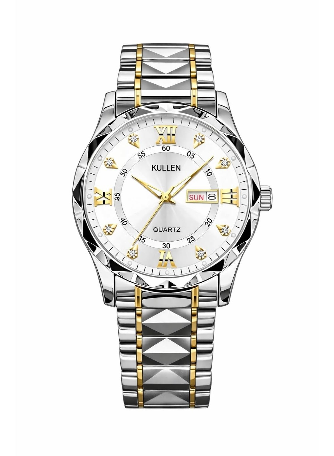 Men's Casual Business Quartz Watch With Calendar, Stainless Steel Strap (Silver)